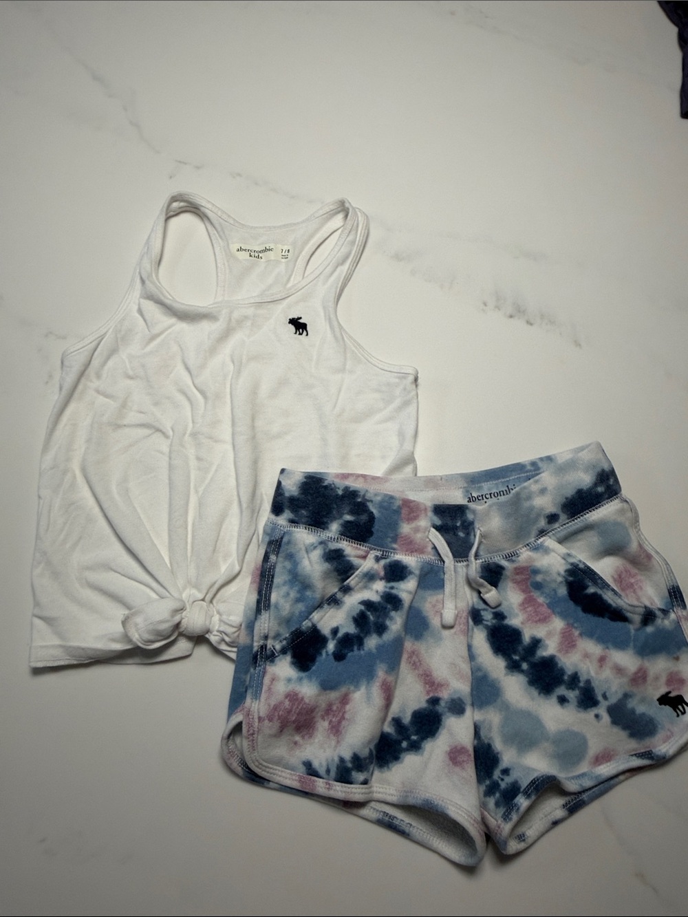Abercrombie & Fitch Tie-Dye Athletic Shorts and White Tank